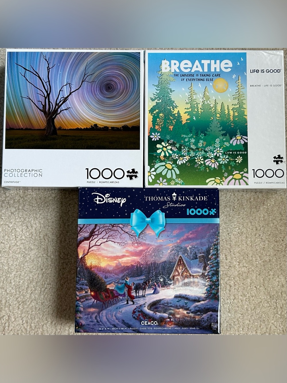 Three (3) 1000 piece puzzles - NIB
2 by Buffalo and 1 Ceaco. original boxes